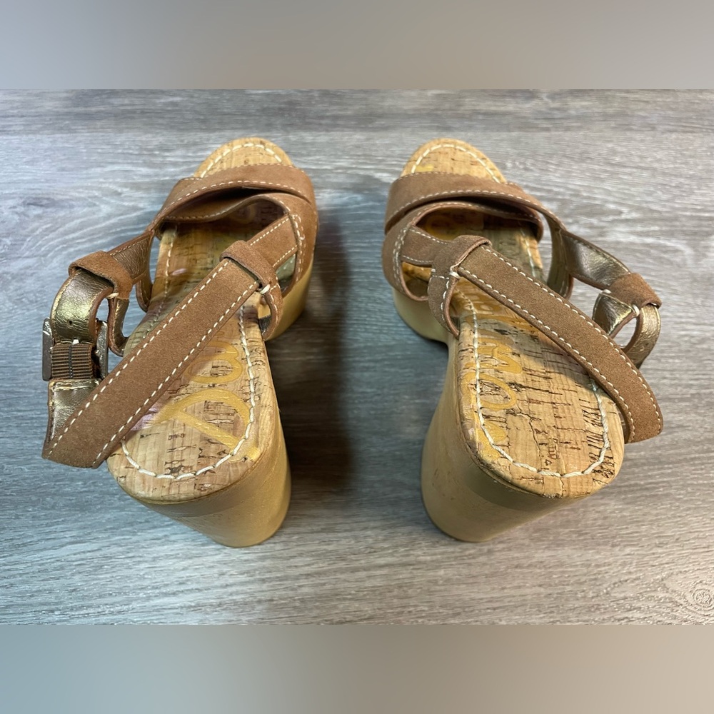 Sam Edelman Brown Suede Platform Sandal Heels - Picture 10 of 13